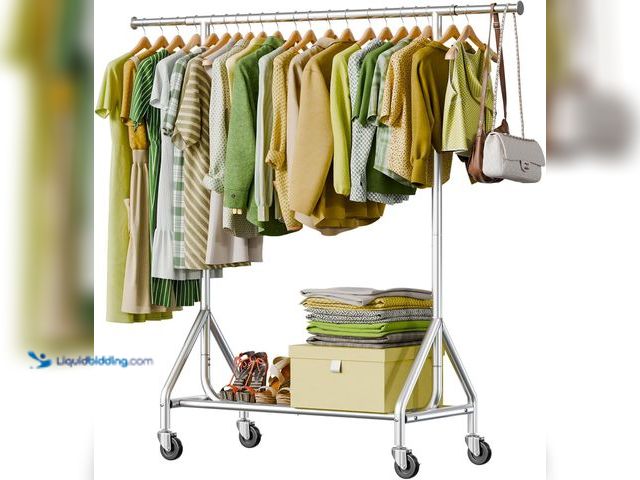 Lot 49-5453032 - Clothes Rack Load 450 LBS, Heavy Duty Garment Rack, Standing Rolling Metal Hanging Clothes with Stur...