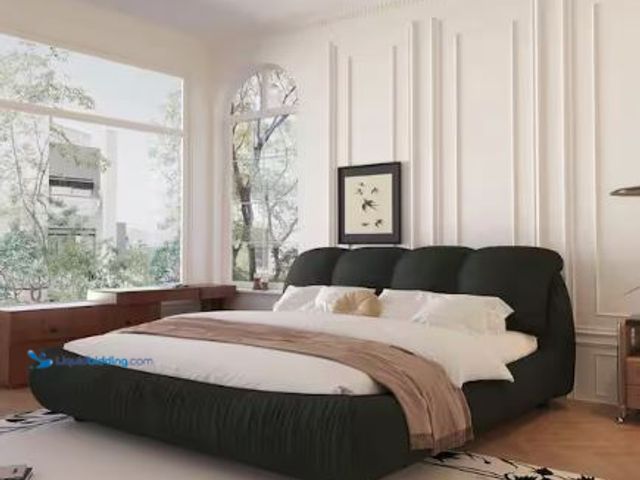 Lot 49-5510591 - Harper & Bright Designs
High End Black Wood Frame King Upholstered Platform Bed with Oversize Headb...