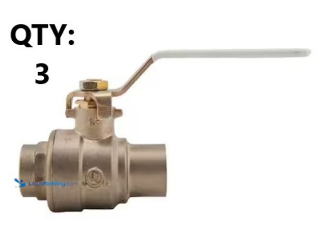 Lot 49-3631564 - Lot of (3) Watts 1/2 in. x 1.75 in. Brass Sweat x Sweat Full Port Solder Ball Valve, Model # 1/2 LFF...
