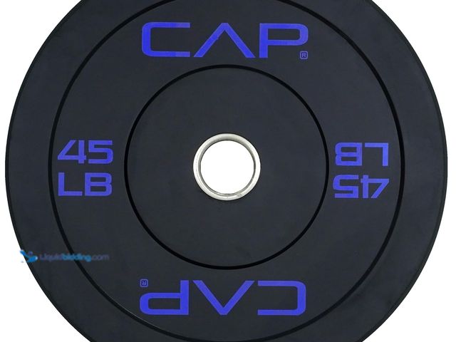 Lot 49-5463147 - 45lb CAP Barbell Rubber Olympic Bumper Plate | Blue Letters