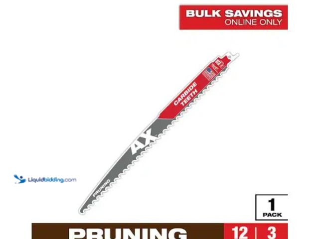 Lot 49-5542485 - Milwaukee
12 in. 3 TPI Pruning Carbide Teeth Wood Cutting SAWZALL Reciprocating Saw Blade (1-Pack),...