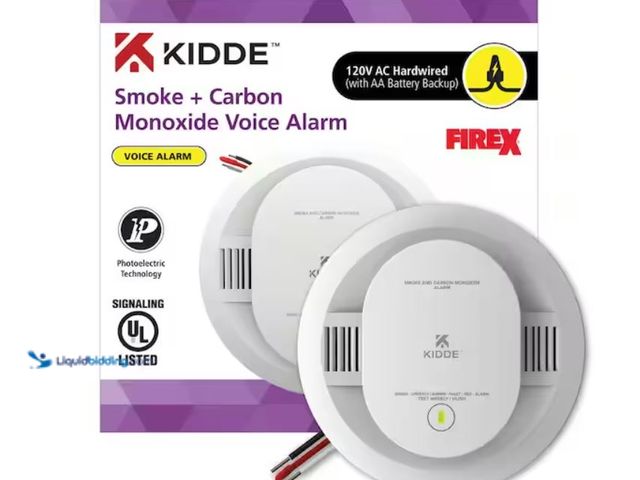 Lot 49-3614741 - Kidde Hardwired Interconnectable Smoke and Carbon Monoxide Detector, AA Battery Backup, Voice Alarm,...