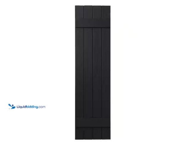 Lot 49-1549301 - Ply Gem 15 in. x 51 in. Polypropylene 4-Board Closed Board and Batten Shutters Pair in Black Qty (2)...