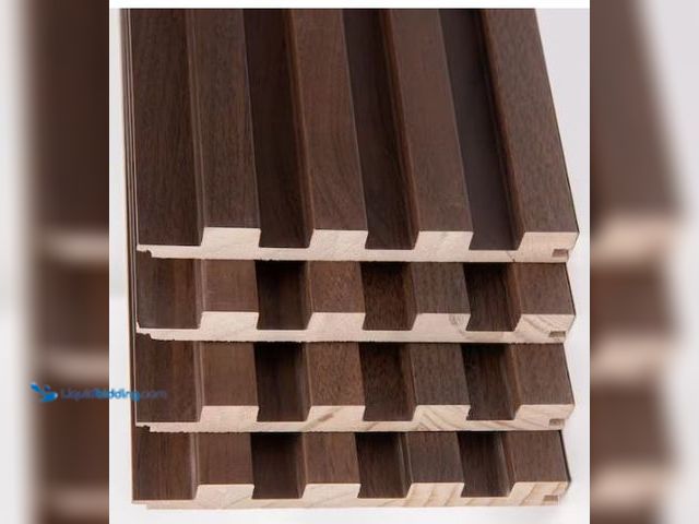 Lot 49-1573980 - Art3dwallpanels Walnut 2/3 in. x 1/2 ft. x 8-1/2 ft. Slat Solid Wood Decorative Wall Paneling for In...