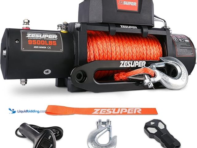 Lot 49-1568602 - ZESUPER 9500 lb. Load Capacity Electric Winch,12V Waterproof IP68 Winch with Wireless Handheld Remot...