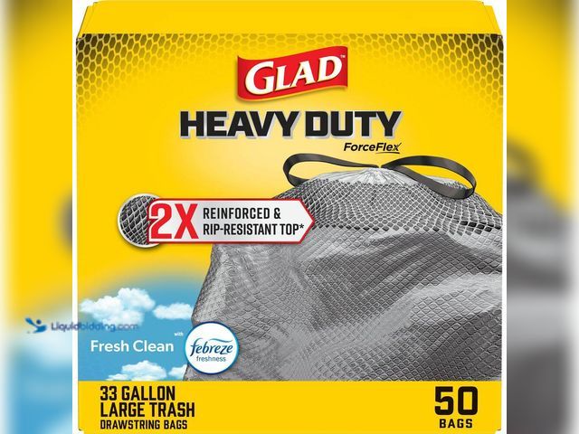 Lot 49-5556953 - QTY 2 -  Glad
33 Gal. Heavy Duty 2x Reinforced and Rip Resistant Top Large Drawstring Outdoor Black...