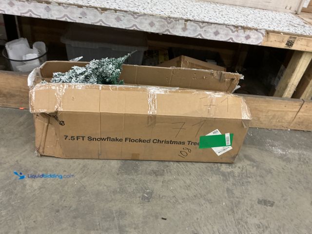 Lot 49-5447598 - Pre-Lit Christmas Tree,Green Pop Up Christmas Trees for Indoor Holiday Party Decorations. White Floc...