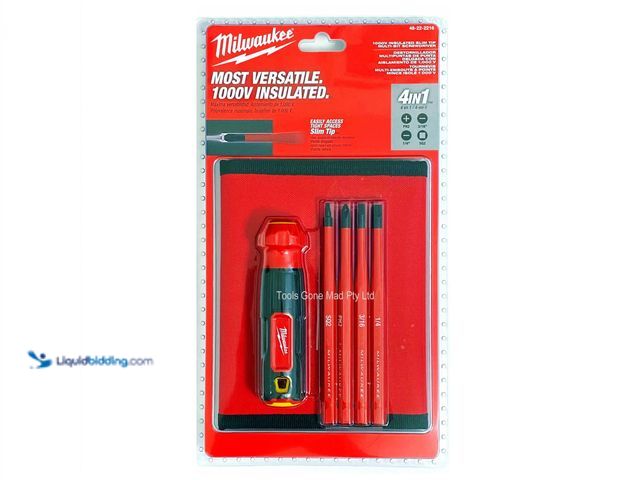 Lot 49-2022817 - Lot of (2) Milwaukee 4-in-1 1000V Insulated Slim-Tip Multi-Bit Screwdriver, Model # 48-22-2216, MSRP...