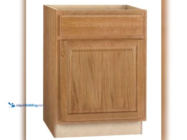 Lot 49-1564323 - Hampton Bay Hampton 24 in. W x 24 in. D x 34.5 in. H Assembled Base Cabinet in Medium Oak Model # KB...