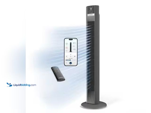 Lot 49-1550417 - Lasko Xtra Air 48 in. 12-Speed Smart Tower Fan in Gray w/ DC Motor, Works w/ Alexa, Google, Whisper ...