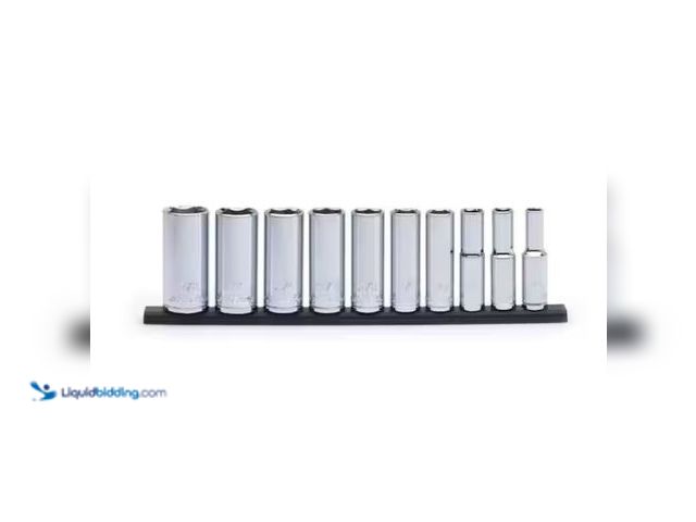 Lot 49-1567860 - (10-Piece) Husky 3/8 in. Drive Deep SAE Socket Set, Model # H3DDPSAE10PCSR, Slightly used.   Ref#SBS...