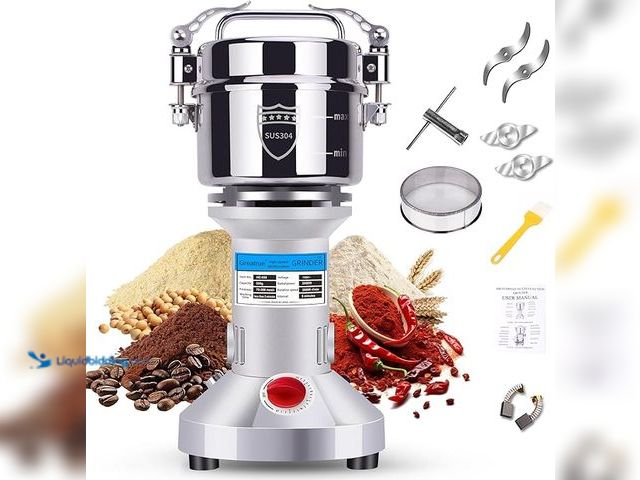 Lot 49-3600436 - 550g Electric Grain Mill Grinder, 304 Stainless Steel Flour Mill, 2000W High Speed Spice Grinder, El...