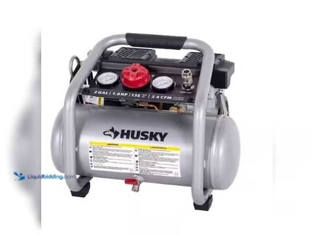 Lot 49-2004505 - Husky 2 Gal. 135 PSI Portable Electric Oil-Free Quiet Jobsite Air Compressor with Dual Pressure Gaug...