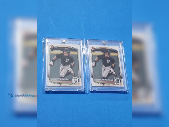 Lot 49-1817838 - 2- COLLECTIBLE 2025 BOWMAN KEVIN MCGONIGLE ROOKIE PROSPECT BASEBALL CARDS. BOTH CARDS ARE IN PROTECT...