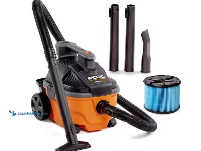 Lot 49-3431828 - RIDGID 4 Gal. 5.0 Peak HP Portable Shop Vacuum Wet Dry Vac with Fine Dust Filter, Locking Hose and A...