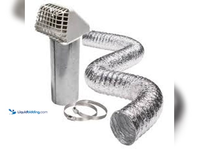 Lot 49-5485424 - Airtight Dryer Exhaust Kit, 4 in. Exhaust Pipe, Hood and Damper. Model # ATRVH48WK. Unused.