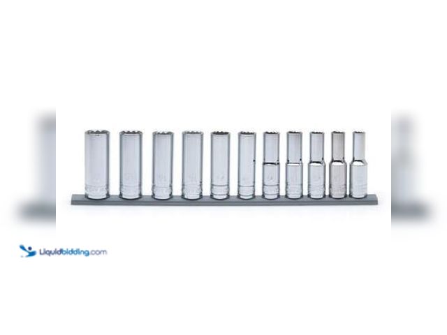 Lot 49-5559322 - Husky 1/2 in. Drive Deep Metric Socket Set (11-Piece). Model # H2DDPMM11PCSR. Unused