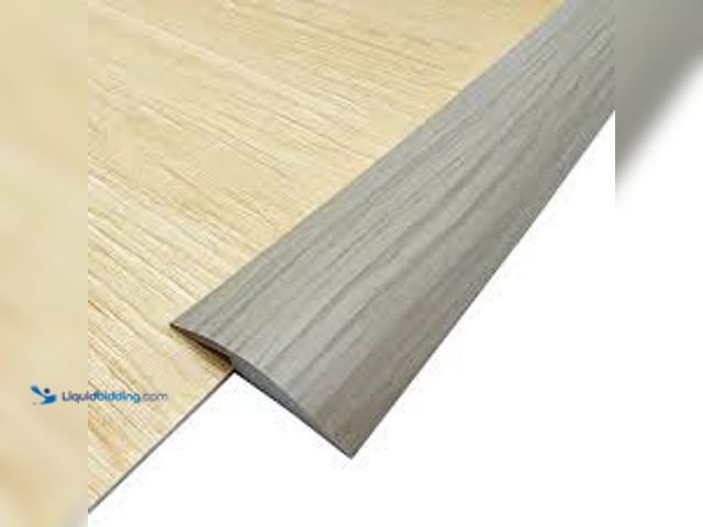 Lot 49-3536963 - QTY 2 - Wellco 9.8 ft. Grey Grain PVC Floor Edging Transition Strip Self Adhesive for Threshold Heig...