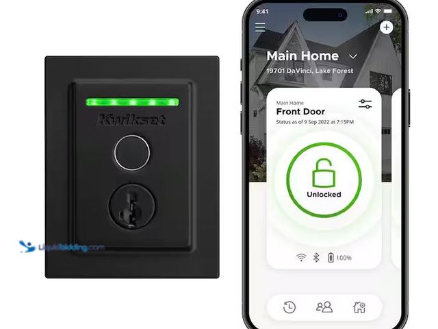 Lot 49-1548043 - HALO Touch Smart Lock, SmartKey, Hinge Pin Stop, 4 in. Hinge (3-Pack), San Clemente Handleset Model ...