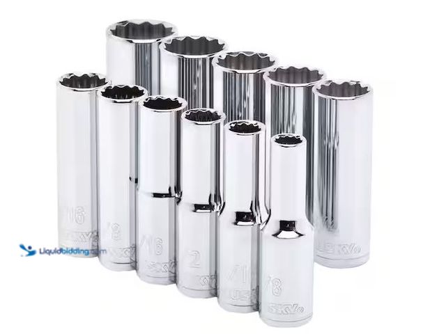 Lot 49-1572114 - Husky 1/2 in. Drive Deep SAE Socket Set (11-Piece) Model # H2DDPSAE11PCSR, Unused  Ref#SB0120