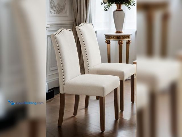 Lot 49-5459505 - Modern Dining Chair Set of 2. Unused with attachments. Model #C-8109-2P-BG.