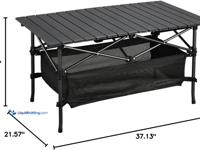 Lot 49-5549918 - WUROMISE Lightweight Aluminum Folding Camping Table Portable Roll-Up Design for Outdoor, Camping, Be...