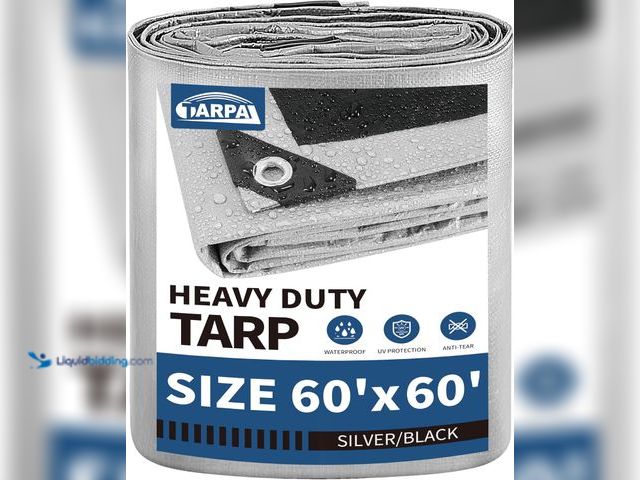 Lot 49-5541407 - TARPAL 60x60 Feet Tarps Silver 10.5Mil Multipurpose Protective Cover Heavy Duty Tarp Waterproof,Snow...