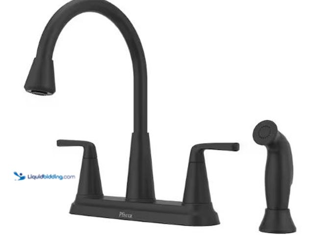Lot 49-1625183 - Pfister Allegan Double Handle Deck Mount Standard Kitchen Faucet in Matte Black, Model # F-036-4AGB,...
