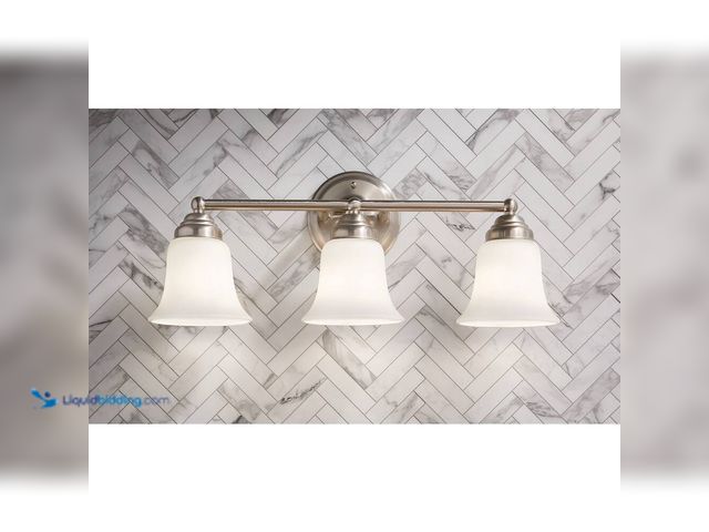 Lot 49-3564048 - Ashhurst 3-Light Brushed Nickel Classic Traditional Bathroom Vanity Light with Frosted Glass Shades ...