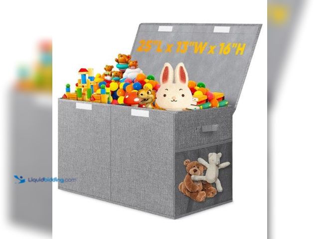 Lot 49-3432194 - Rocamdo Large Toy Storage Box with Lid Divider, Sturdy Collapsible Toys Organizer Chest Kids Storage...