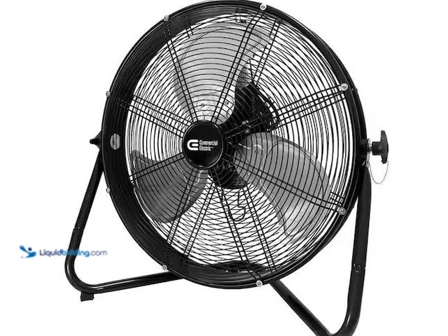 Lot 49-5555331 - Commercial Electric
20 in. 3-Speed High Velocity Shroud Floor Fan, Unused with attachments