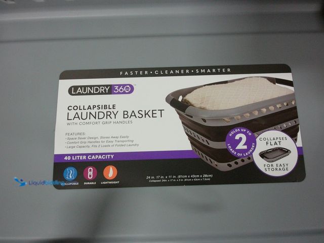 Lot 49-1555731 - 40 L Collapsible plastic Laundry Basket, Grey and Black, Unused, Cracked by one Handle, Shipping Dam...