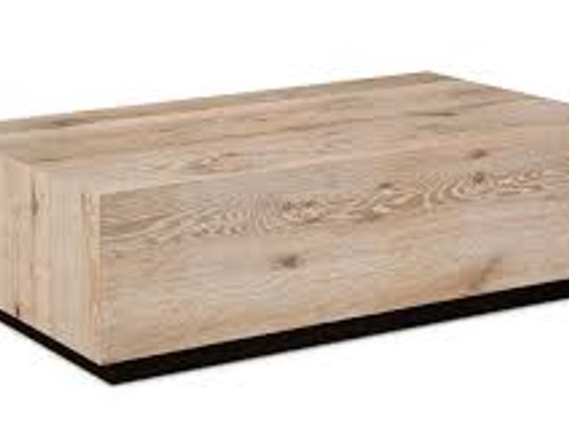 Lot 49-5433569 - Origins Living Room Oak Console Table 6125-0699W. Item is Unused, Coming apart at the corner