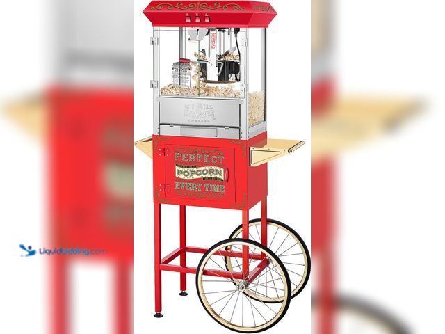 Lot 49-5476291 - Great Northern Popcorn Company 5995 10 oz. Perfect Popper Popcorn Machine with Cart - Red (5995 GNP ...