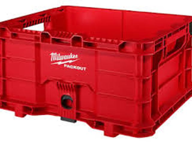 Lot 49-5485547 - Milwaukee PACKOUT 18.6 in. Tool Storage Crate Bin with Carrying Handles and 50 lbs. Weight Capacity....