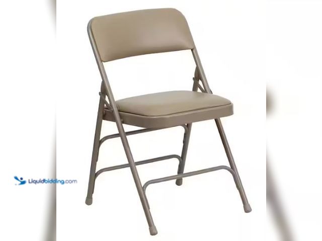 Lot 49-1569272 - Lot of (4) Flash Furniture Hercules Series Curved Triple Braced & Double Hinged Beige Vinyl Upholste...