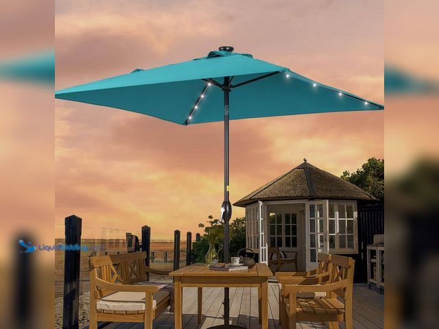 Lot 49-5416084 - JOYESERY 6.5 ft. x 6.5 ft. LED Square Patio Market Umbrella with UPF50+, Tilt Function and Wind-Resi...