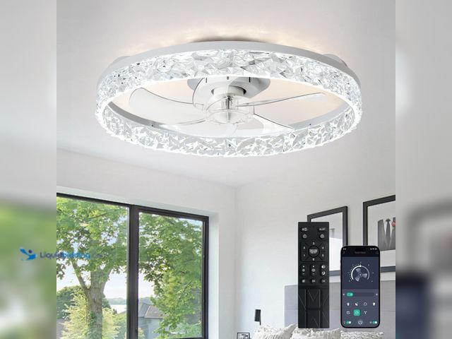Lot 49-5437161 - Depuley Modern Ceiling Fan with Light: 20-Inch LED Low Profile Ceiling Fan with Light and Remote Con...