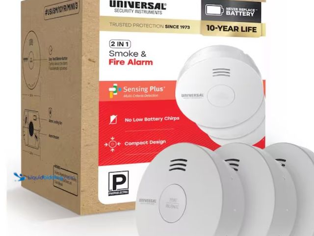 Lot 49-1567898 - (3-Pack) Universal Security Instruments 10-Year Battery Powered Mini Smoke and Fire Detector with Ph...