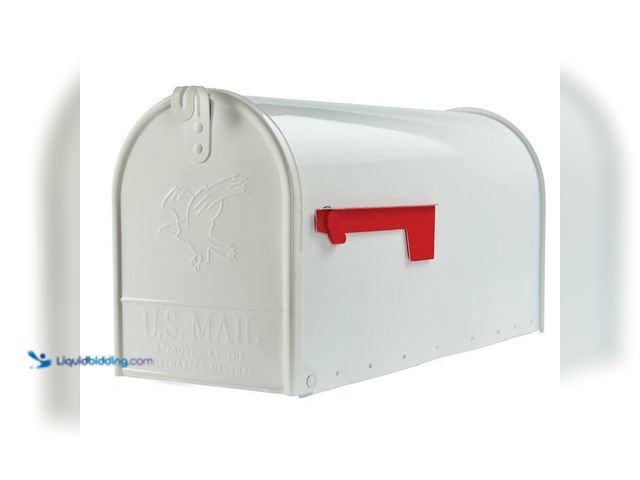 Lot 49-2021932 - Architectural Mailboxes Elite White, Large, Steel, Post Mount Mailbox. Model # E1600WAM. MSRP $35. U...