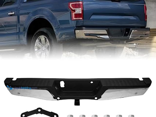Lot 49-1632138 - Rear Bumper for Ford F150 2015-2020 Chrome Steel | Rear Bumper With Max Tow Hitch Without Parking Se...