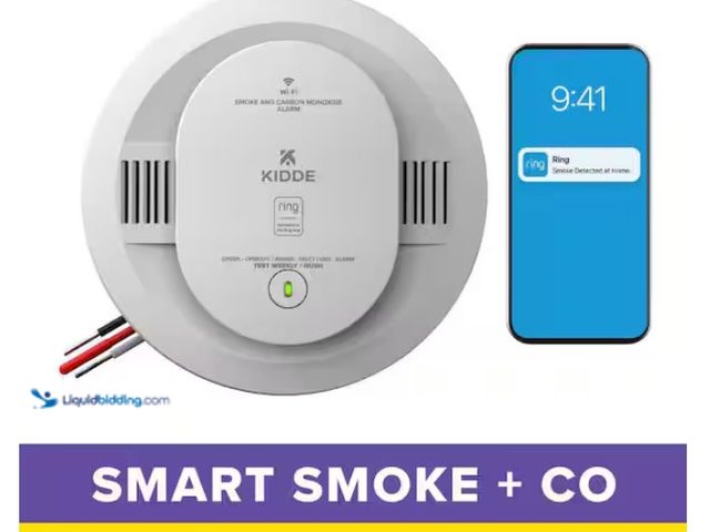 Lot 49-1570037 - Kidde Hardwired Ring App Enabled Smart Smoke & Carbon Monoxide Detector, AA Battery Backup, Voice Al...