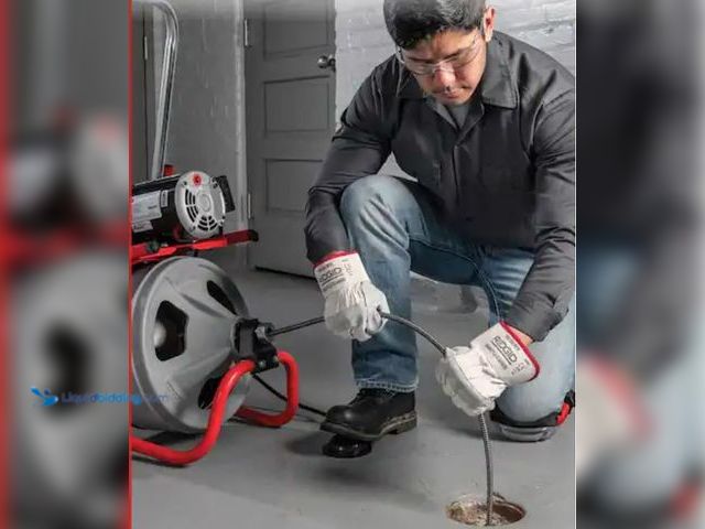 Lot 49-1623199 - RIDGID K-400 Drain Cleaning Snake Auger Machine, C-45 IW 1/2 in. x 75 ft. Cable inside Drum , Model ...