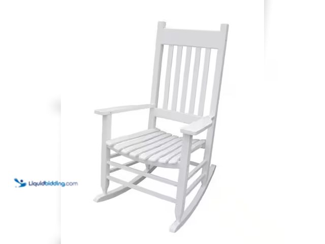 Lot 49-2000034 - YOFE White Paint, Porch Rocker Chair, Solid Hardwood, Outdoor, Model # CamyWE-W49520603-Rchair01, Un...