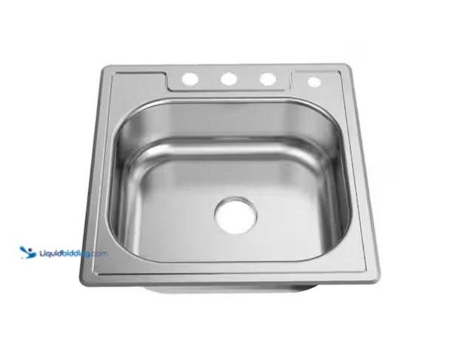 Lot 49-3614785 - Glacier Bay 25 in. Drop-in Single Bowl 22 Gauge Stainless Steel Kitchen Sink, Model # VT2522A16, Sli...