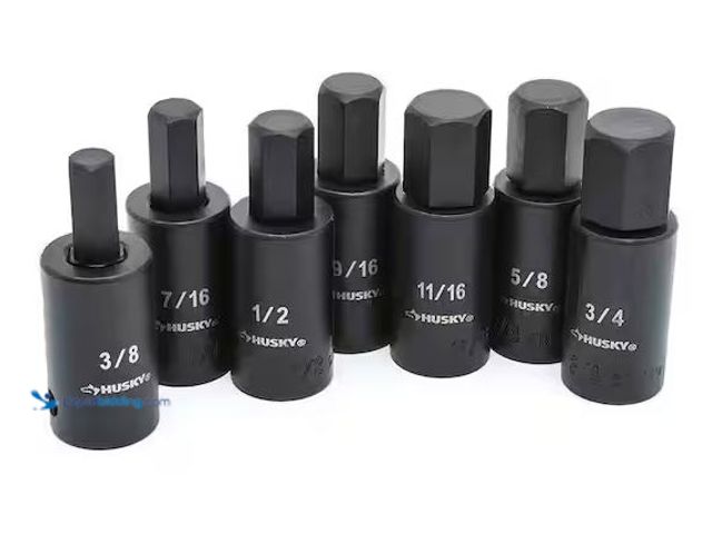 Lot 49-5486821 - Husky
1/2 in. Drive Hex Bit Impact Socket Set SAE (7-Piece) Internet # 206034076
Model # H2DSAEHBI...
