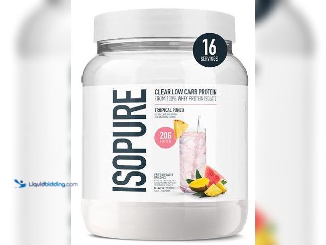 Lot 49-3539662 - Isopure Clear Whey Isolate Protein Powder, Lactose Free, Gluten Free, Naturally Flavored, Tropical P...