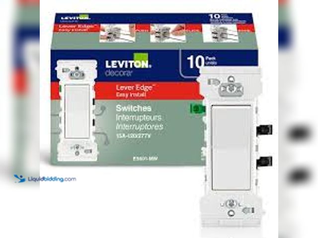 Lot 49-5411773 - Leviton Decora Lever Edge 15 Amp 120/277 Volt 3-Way Switch, White (10-Pack) E5603-MW. Model # M02-E5...