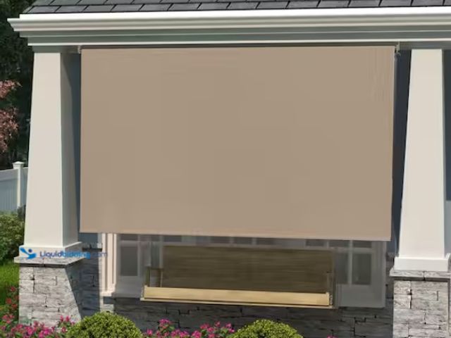 Lot 49-1547871 - Coolaroo Oatmeal Cordless Light Filtering Fade Resistant Polypropylene Exterior Roller Shade 72 in. ...