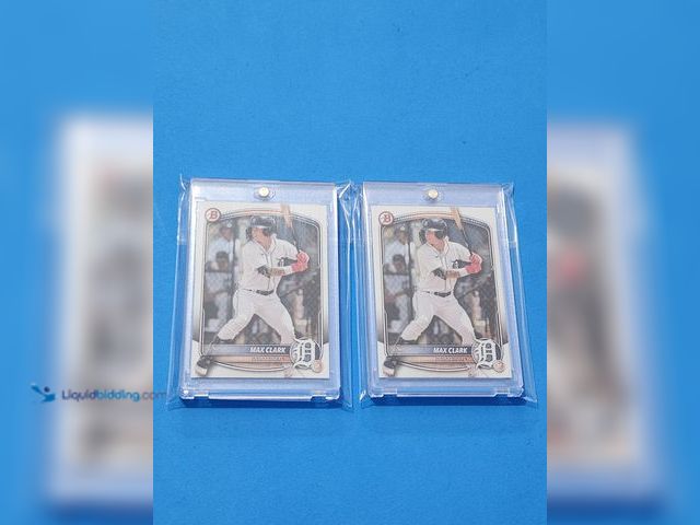 Lot 49-1817837 - 2- COLLECTIBLE 2025 BOWMAN MAX CLARK ROOKIE PROSPECT BASEBALL CARDS. BOTH ARE IN PROTECTIVE MAGNETIC...